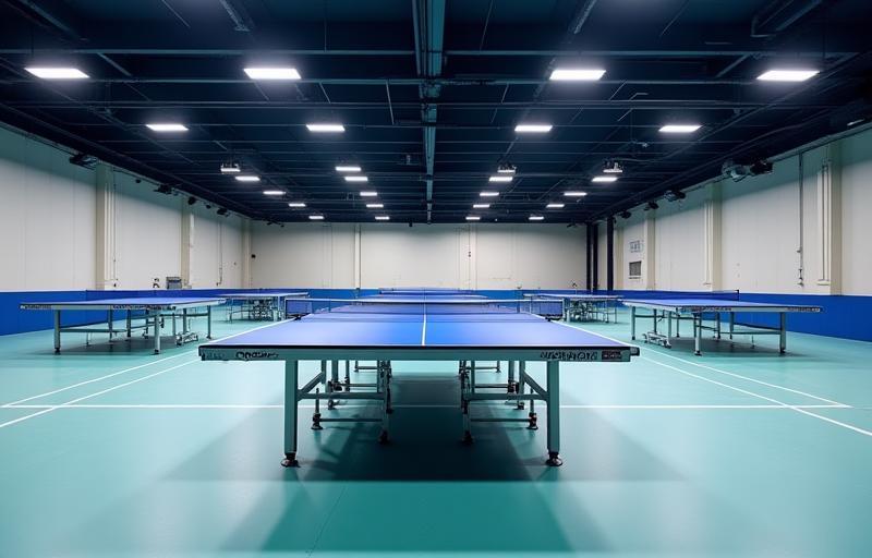 Wide view of table tennis courts at Al Khaleej Academy